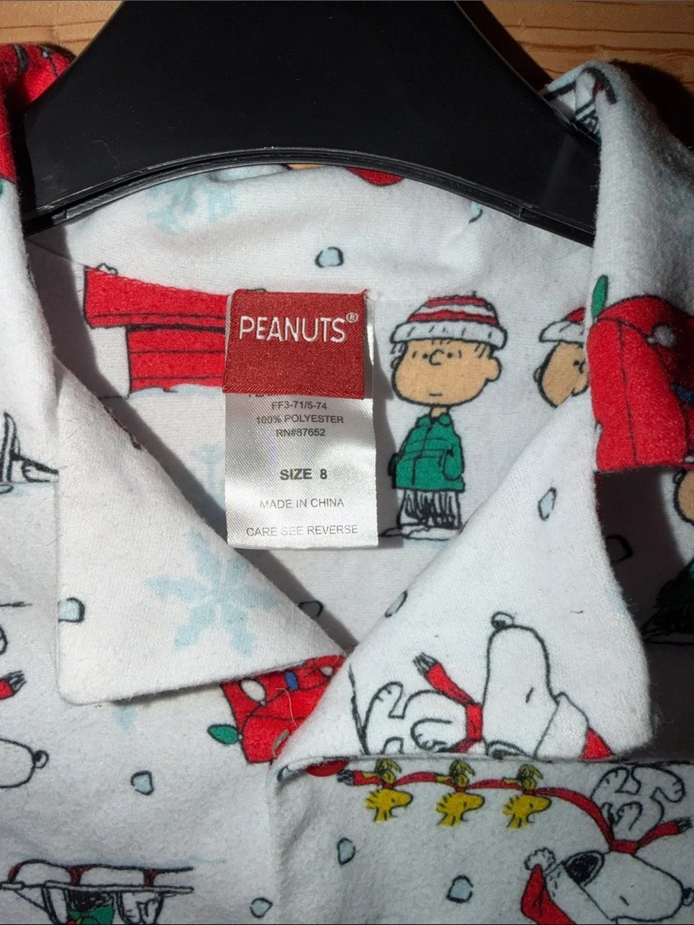 Peanuts White & Red Kids Pajama Set with Holiday Snoopy Print